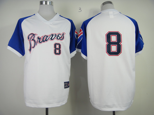 Men Atlanta Braves 8 Upton White Throwback 1974 MLB Jerseys